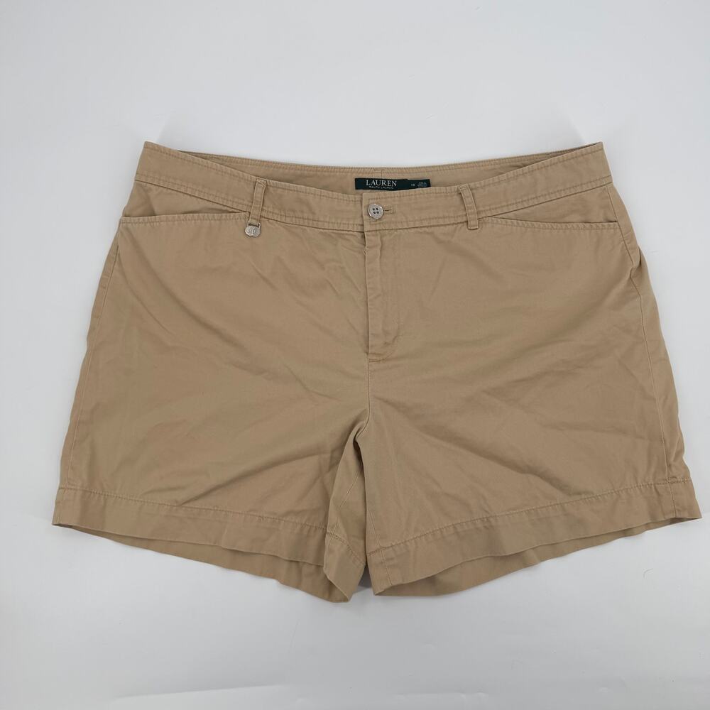 Lauren Ralph Lauren Womens 16 Khaki Chino Shorts 100% Cotton Preppy Bermuda